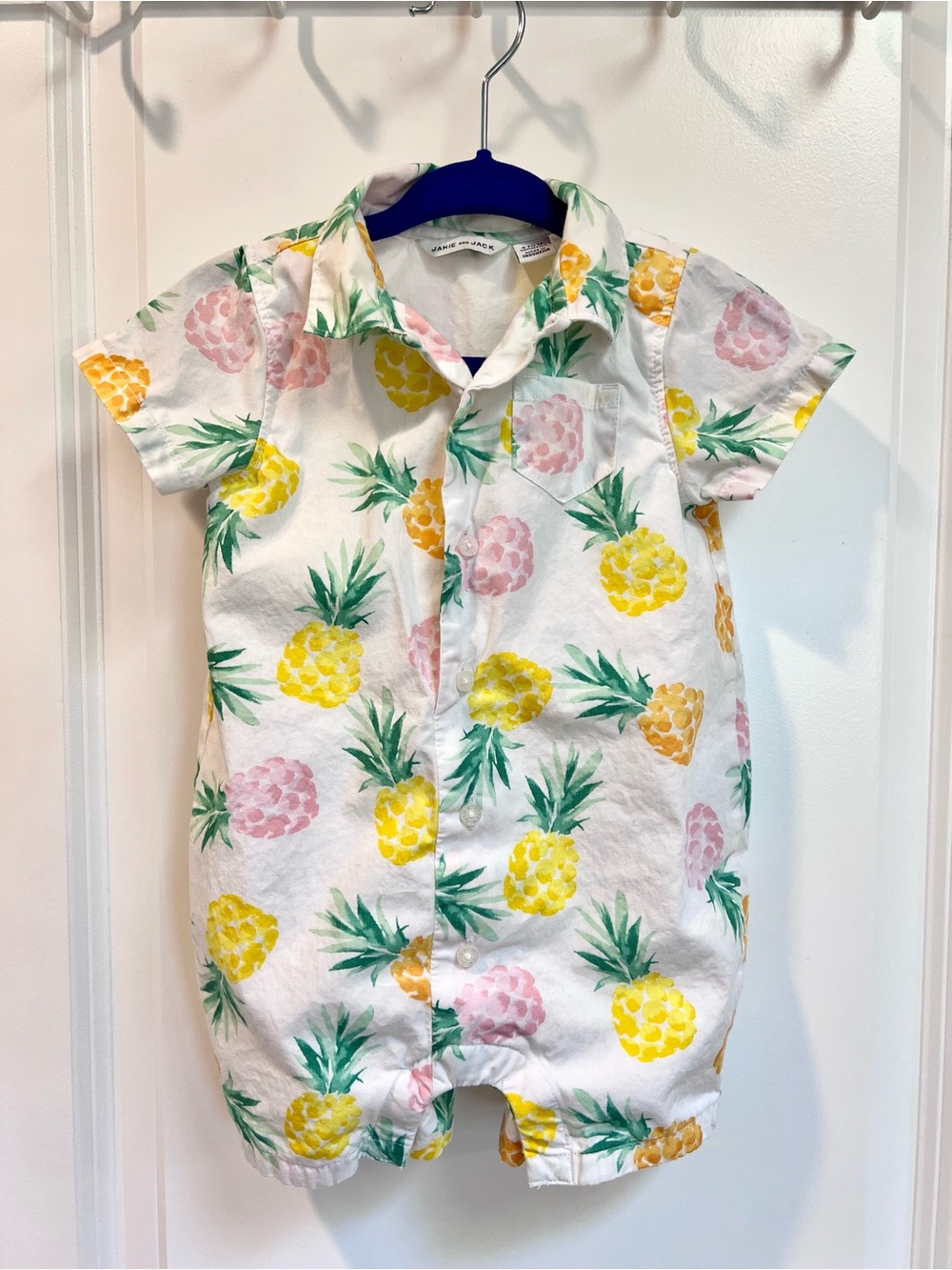 Janie and Jack Pineapple Short-Sleeve The Cabana Baby Romper 6-12 mo